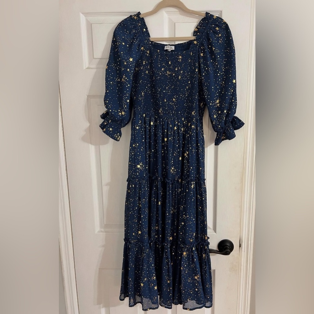 Ivy City Co Midnight Starry Midi Dress